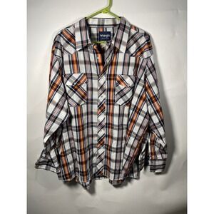 Wrangler Western Shirt Mens 2X Plaid Long Sleeve Button‎ Up